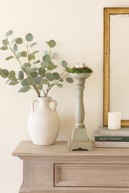 Tall Sage Nest Pedestal • Hand-Painted Wood Eggs, Table Centerpiece
